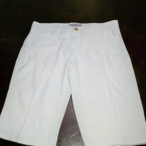 Phat Fashion Silver Label White Denim Bermuda Shorts Emblem Pocket Size 9 NWOT